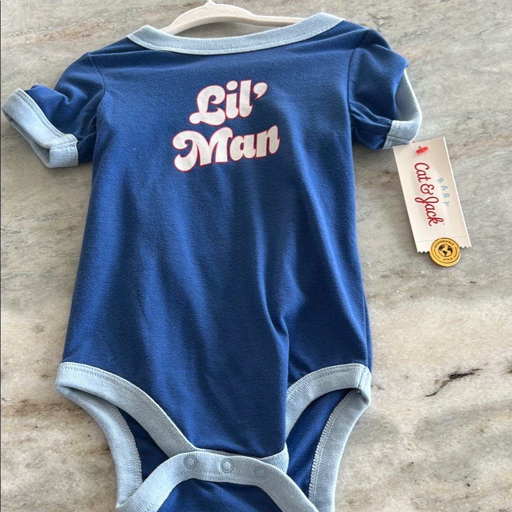 Cat & Jack Blue Bodysuit with Lil' Man Design